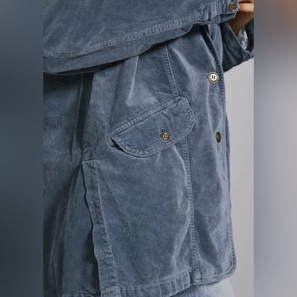 Anthropologie Pilcro Oversized Corduroy Blazer Jacket Coat Shacket Blue - Picture 6 of 16
